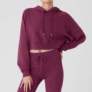 Alo Yoga - Cropped Double Take Hoodie - Wild Berry- Size L